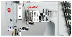 Трьохголкова п'ятиниткова  плоскошовна промислова машина зі вбудованим сервомотором і блоком керування Gemsy GEM 5501АE-02DN (6,4 мм) (Тільки голова) 000013513 фото